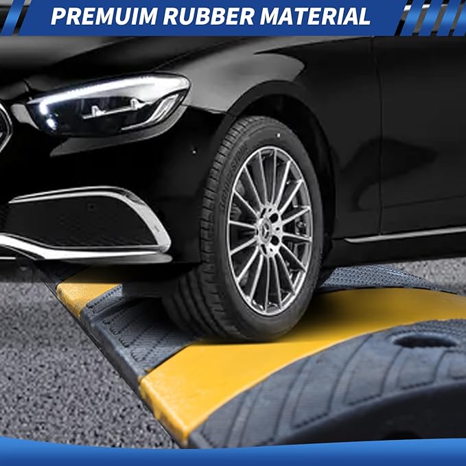 BESEA 6Feet Rubber Speed Bump, 72" x 12" x 2" Heavy Duty Speed Bump Cable Protector Ramp for Driveway, Road Parking, Garage, Parking Lot, Warehouse(2 Packs)