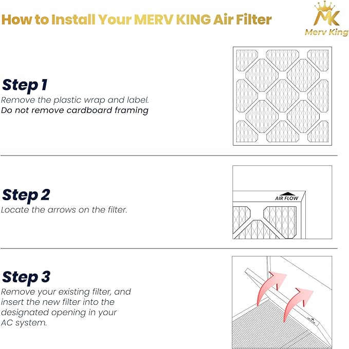MervKing 16x20x1 Air Filter Actual Size: 15.7" x 19.7" x 0.75" MERV 11 MPR
