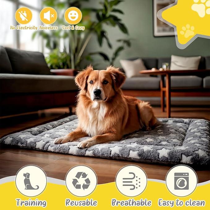Elevated Dog Bed Cover Outdoor Dog Cot Replacement Cover for Large Crate Bed 42 x 30 Inch Warm Thermal Pet Pad Mat with Corner Straps Reversible Fleece Puppy Crate Kennel Mat