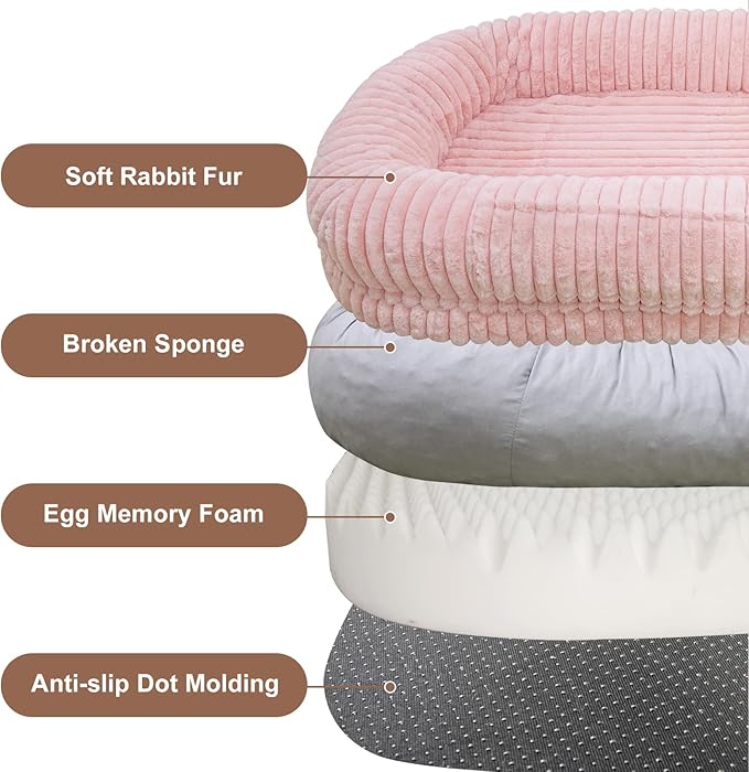 Human Dog Bed for Adult,70"x38"x10" Extra Large Human Pet Bed,Orthopedic Washable XL Dog Bed with Memory Foam (Pink)