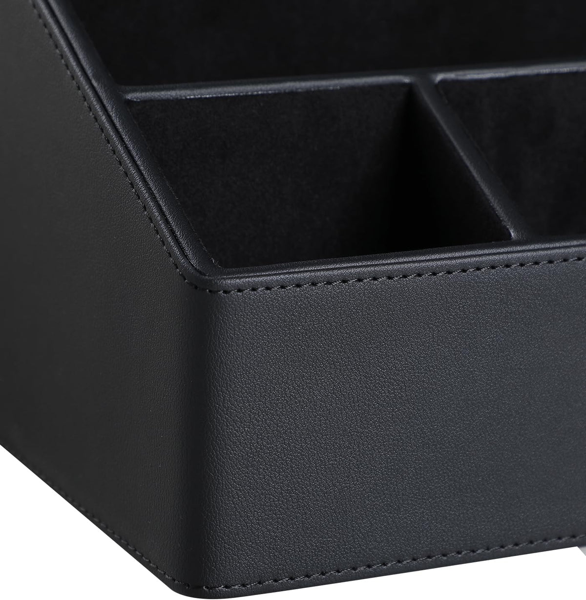 PU Leather Desk Organizer, Remote Control Holder (Black)