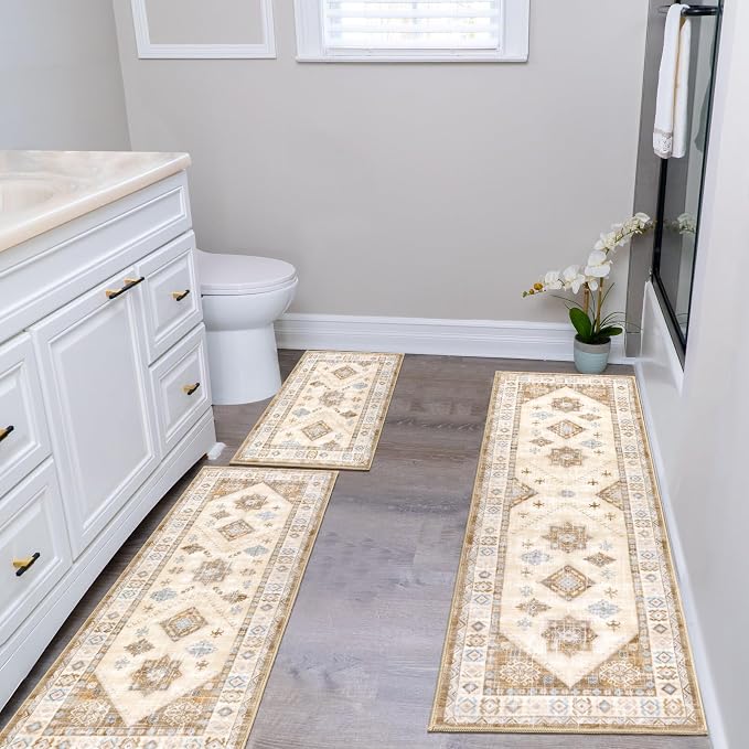HEBE Boho Kitchen Rug Sets 3 Piece