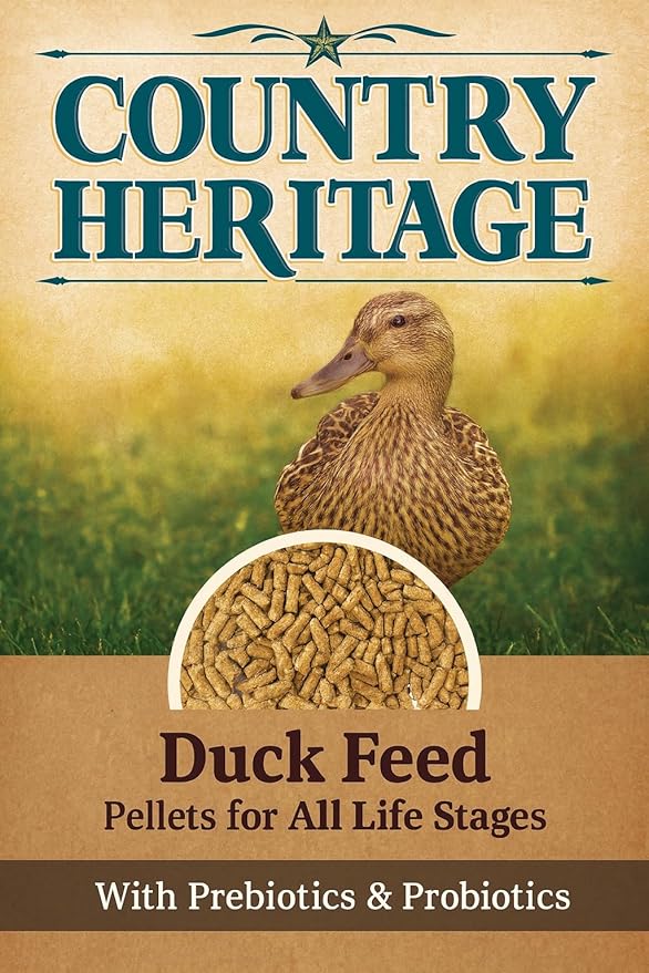 Country Heritage Duck Feed – Pellets for All Life Stages (19% Protein with Prebiotics & Probiotics) (5 Pounds)
