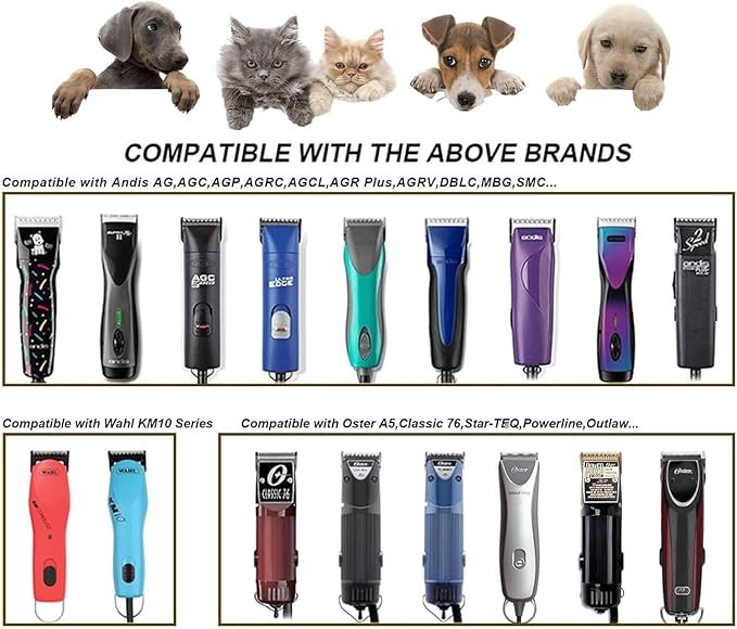 5PCS Dog Grooming Blades Compatible with Andis,Oster A5,Wahl km10 Dog Clippers,Detachable Dog Clipper Replacement Blade for Dog Cat Horse Animal,Size:5PCS -#10+30+4FC+5FC+7FC