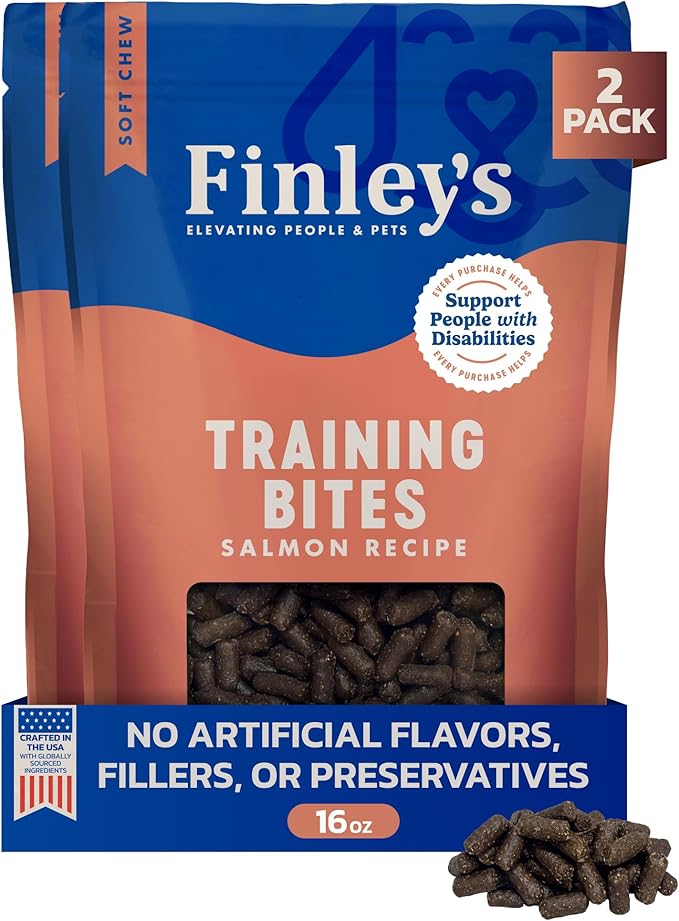 Finley's Training Treats for Puppies, Soft Salmon Dog Treats for All Dogs and Sizes, Limited Ingredient, Low Calories, 16oz, 2 Pack
