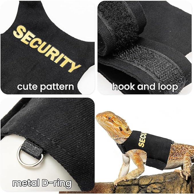 Bearded Dragon Carrier Backpack with Security Printing Harness Set, Reptile Lizard Travel Carrier (Pink, Security Harness)