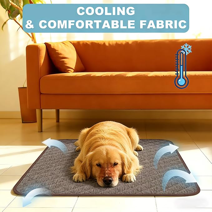 Cooling Mat for Dogs: Waterproof Pet Cooling Mat for Crate Kennel, Summer Indoor Dog Cooling Pad for Floor and Sofa, Dark Grey, Small Dog/Cat