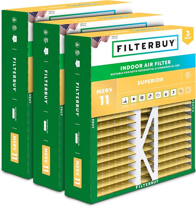 Filterbuy 16x22x5 Air Filter MERV 11 Superior Pet & Allergy Defense, Pleated