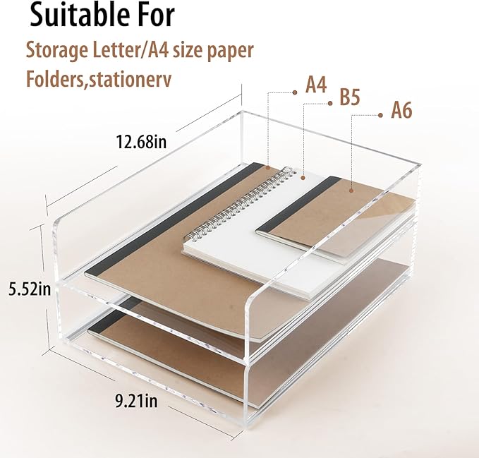 4 Pack Acrylic Paper Tray Organizer for Desk Clear File Organizer,Acrylic Desk Organizers and Accessories Sorter,Perfect for File Paper, Ipad, Letter, A4 Office File, Books, Notes.(Vertical)