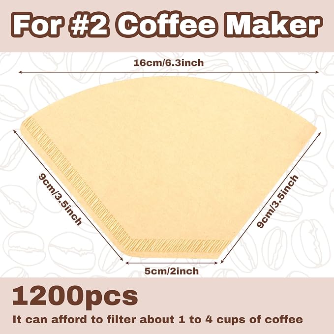 Teling 1200 Count Coffee Filter #2, cone Filters Bulk Disposable Natural Paper