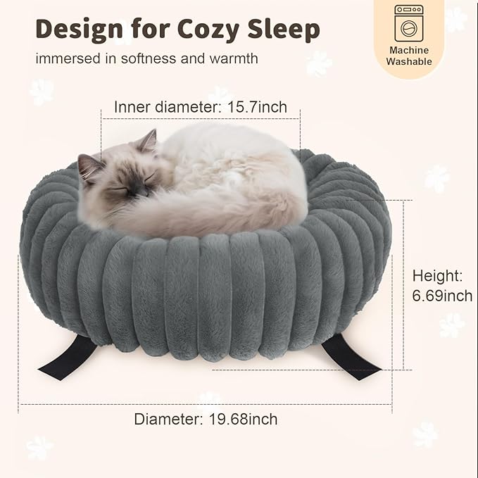 360° Rotating Cat Bed for Desk, 19.68'' Cat Hammock for Table, Up/Down Mount Perch (10'' Height Range) Washable Plush Pad, Sturdy 50lbs Metal Frame, Home Office Mount Cats Nest