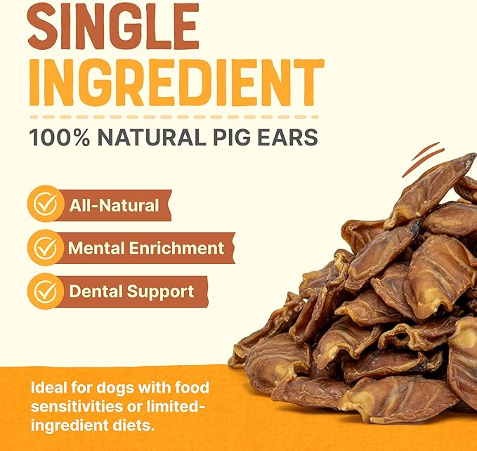 Gaines Pet Pig Ears for Dogs - 40 Pack, Thick Cut, All-Natural Whole Ears - No Additives Or Hormones, Safe Rawhide Alternative, Dental Health, Easy to Digest, Great for Small to Large Dogs