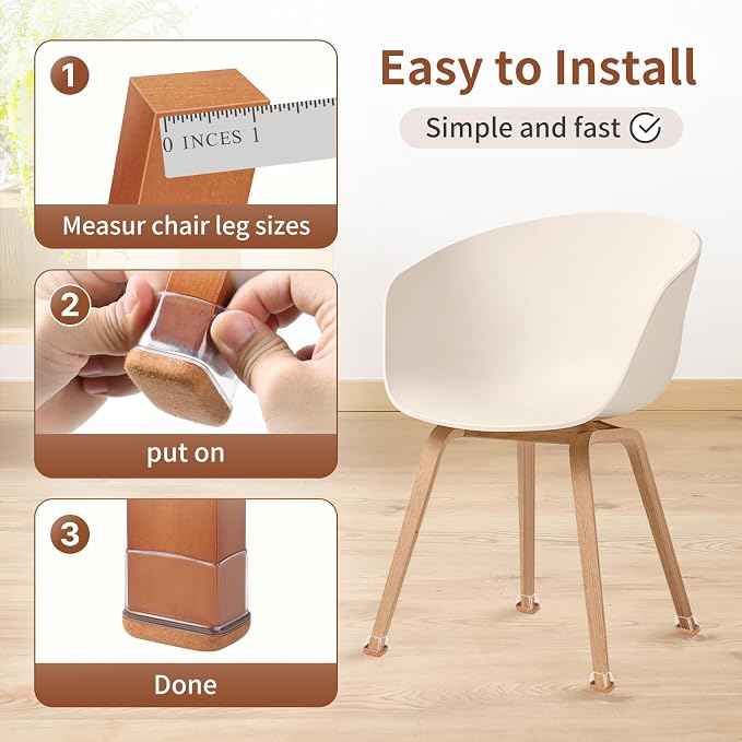 Ezprotekt 24 Pcs Rectangle Clear Felt Chair Leg Floor Protectors Caps