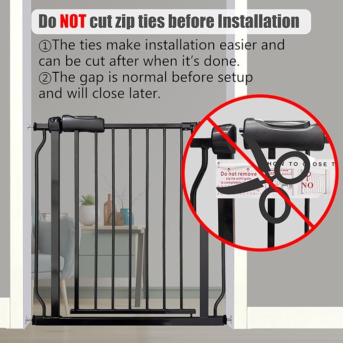 Extra Wide Baby Gates - 71.6-76.4 Inch, Black Metal Pressure Mounted Child & Pet Gates for Stairs & Doorways