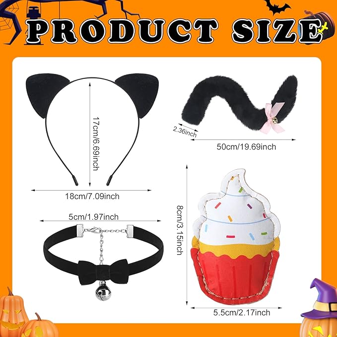 Book Character Costumes Set Reading Themed Ears Headband Tail, Brooch Animal Dress up for Adult Halloween Accessory