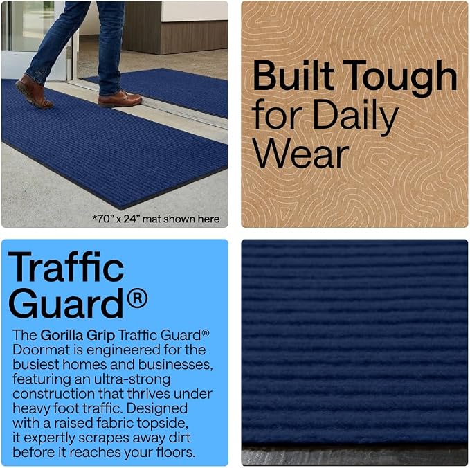 GORILLA GRIP Waterproof Traffic Guard Door Mat, Heavy Duty Entryway Mats