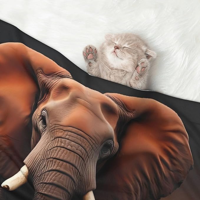 Waterproof Dog Blanket Soft Pet Blanket for Puppy Cat, Fleece Cat Throw Blankets for Furniture Bed Couch Sofa Reversible - Elephant Sunset in Kenya
