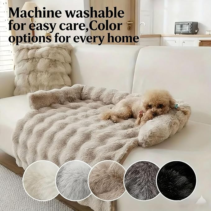 Dream Cloud Pet Sofa Bed Machine Washable Waterproof Supportive Comfort Non-Slip Plush Pet Couch Bed with Raised Edge for Sofa Car Floor, Small Medium Dogs Cats, Furniture Protector (Light Gray2)
