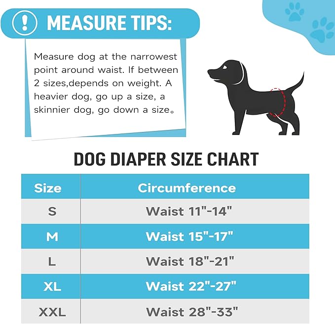 Dog Diapers - High Absorbing Belly Bands for Dogs (Washable, Reusable 5 Pack)