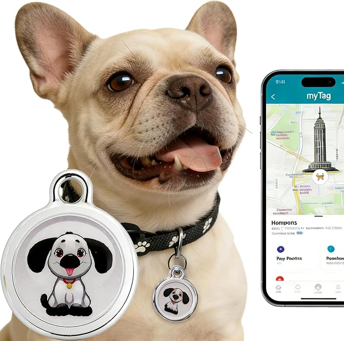 GPS Pet Tracker with Apple Find My Network, Android Compatibility, Real-Time Location Tracking, Water-Resistant (DINGWEIQI001)