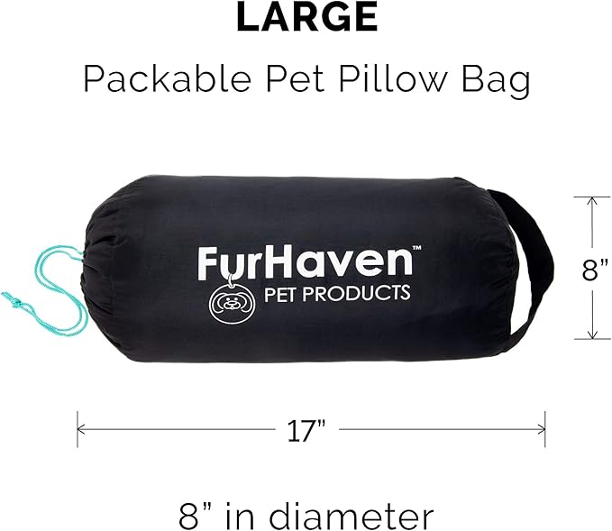FurHaven Outdoor Travel Dog Bed for Large Dogs, Lightweight Trail Pup Travel Pillow Mat with Stuff Sack, Machine Washable & Foldable, Large, Aqua/Granite Gray