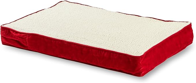 Happy Hounds Oscar Rectangle Orthopedic Foam Sherpa Dog Bed, Large (48 x 36 in.), Red