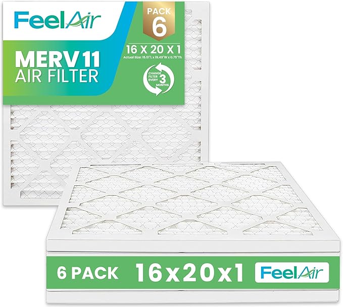 16x20x1 Air Filter – 6 Pack, MERV 11 Pleated HVAC & Furnace Filter,