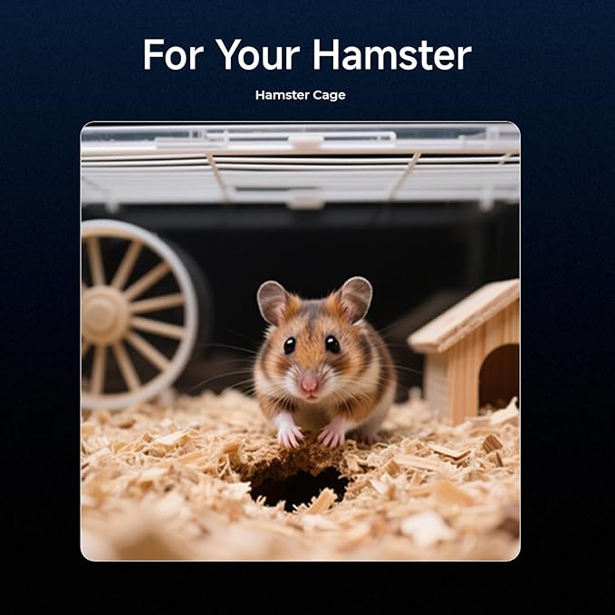 2K HD Small Pet Camera for Hamsters, Gerbils, Fancy Mice & Guinea Pigs, 140° Wide-Angle Night Vision, Anti-Glare WiFi Cage Camera with Two-Way Audio, AI Motion Alerts & Easy Stick-On Install