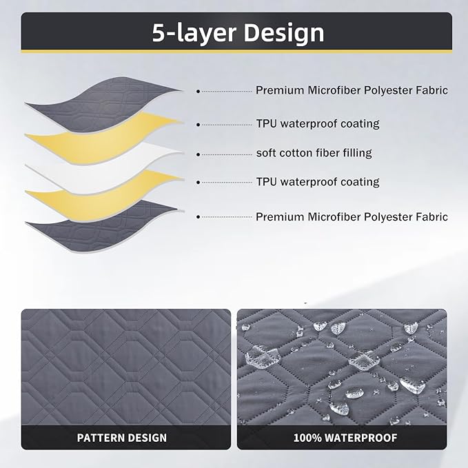 ele ELEOPTION 100% Waterproof 2 Piece Couch Cover Pet Blanket Sectional L Shape Sofa Cushion Cat Dog Bed Cover (Chaise Lounge + 3 Seat Covers) Gray
