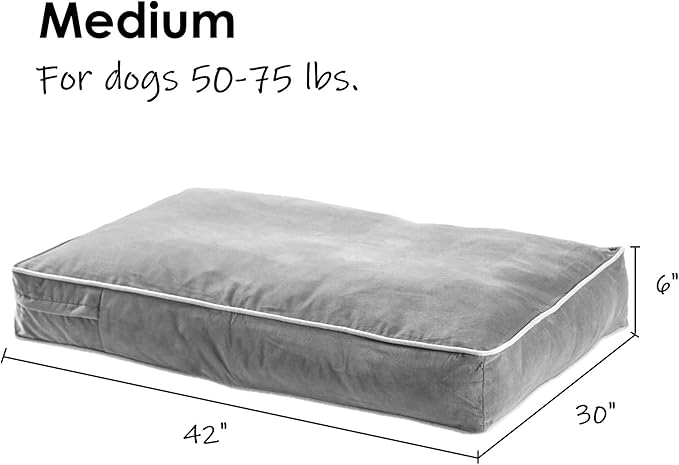South Pine Porch Buddy Reversible Rectangle Pillow Style Microfiber Dog Bed with Removable, Machine-Washable Cover, Cocoa, Medium (42 in. x 30 in.)