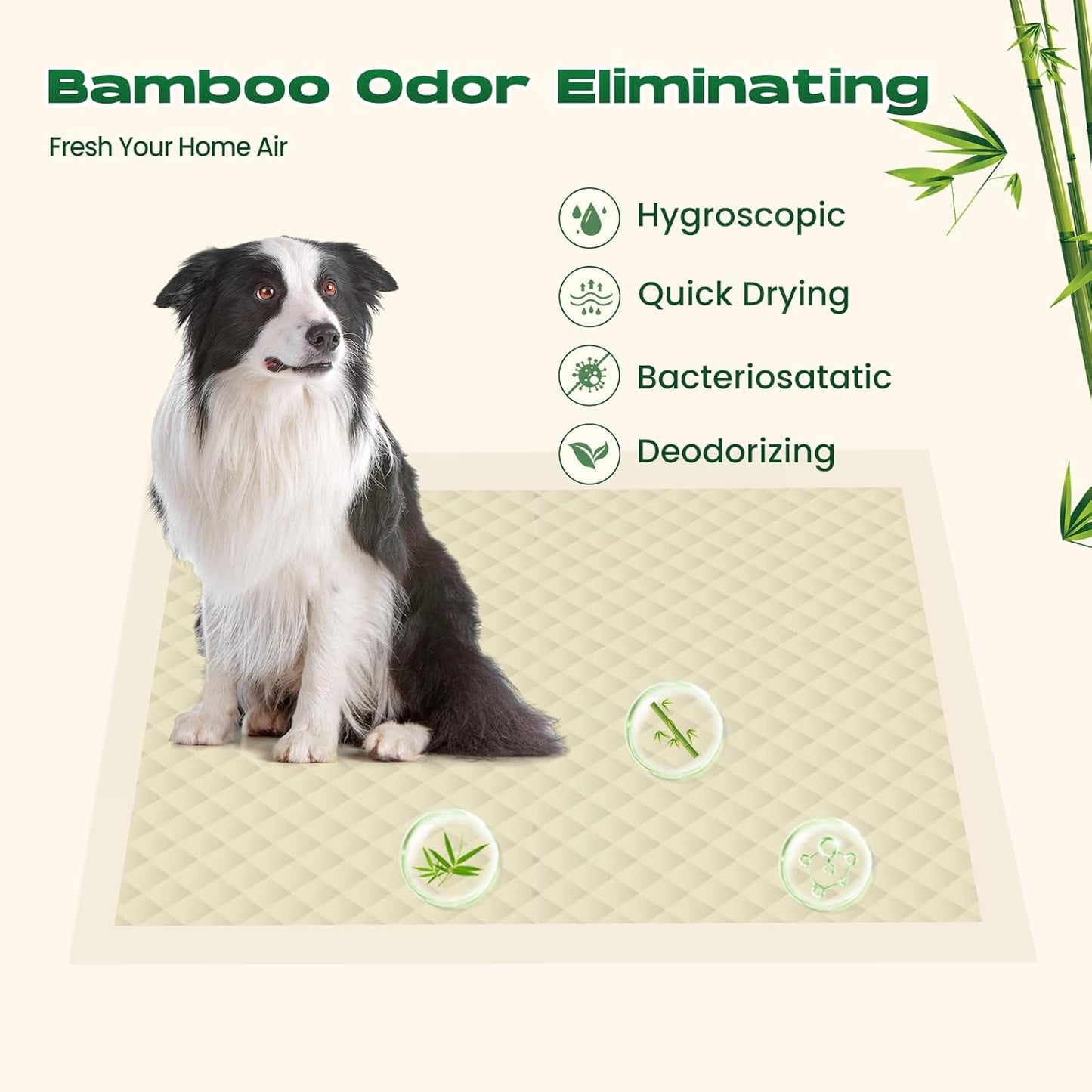 Puppy Pads 7 Count Small 22x22in Bamboo Training Pads Deodorizing Leakproof Quick Drying Dog Pee Pads Super Absorbent Disposable Pee Pads for Dogs Puppies, Doggie, Cats, Rabbits