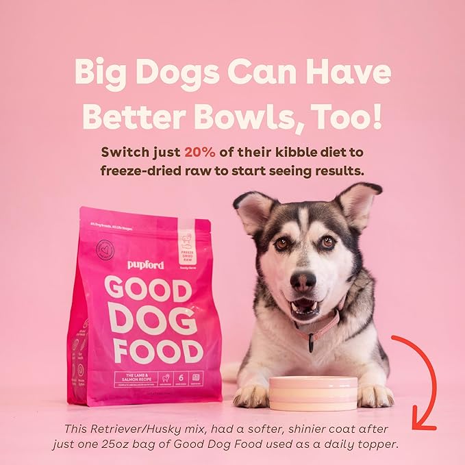 Pupford Good Dog Food, Freeze-Dried Raw, High-Protein, Superfood Ingredients, Vet-Approved, No Fillers or Artificial Additives (Lamb & Salmon Recipe, 25 oz)