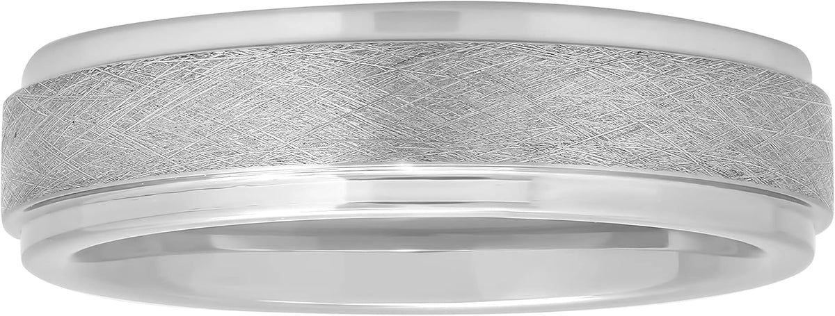 Men's 6mm Tantalum Carbide Contemporary Bands - Choice of Designs with Step Edges
