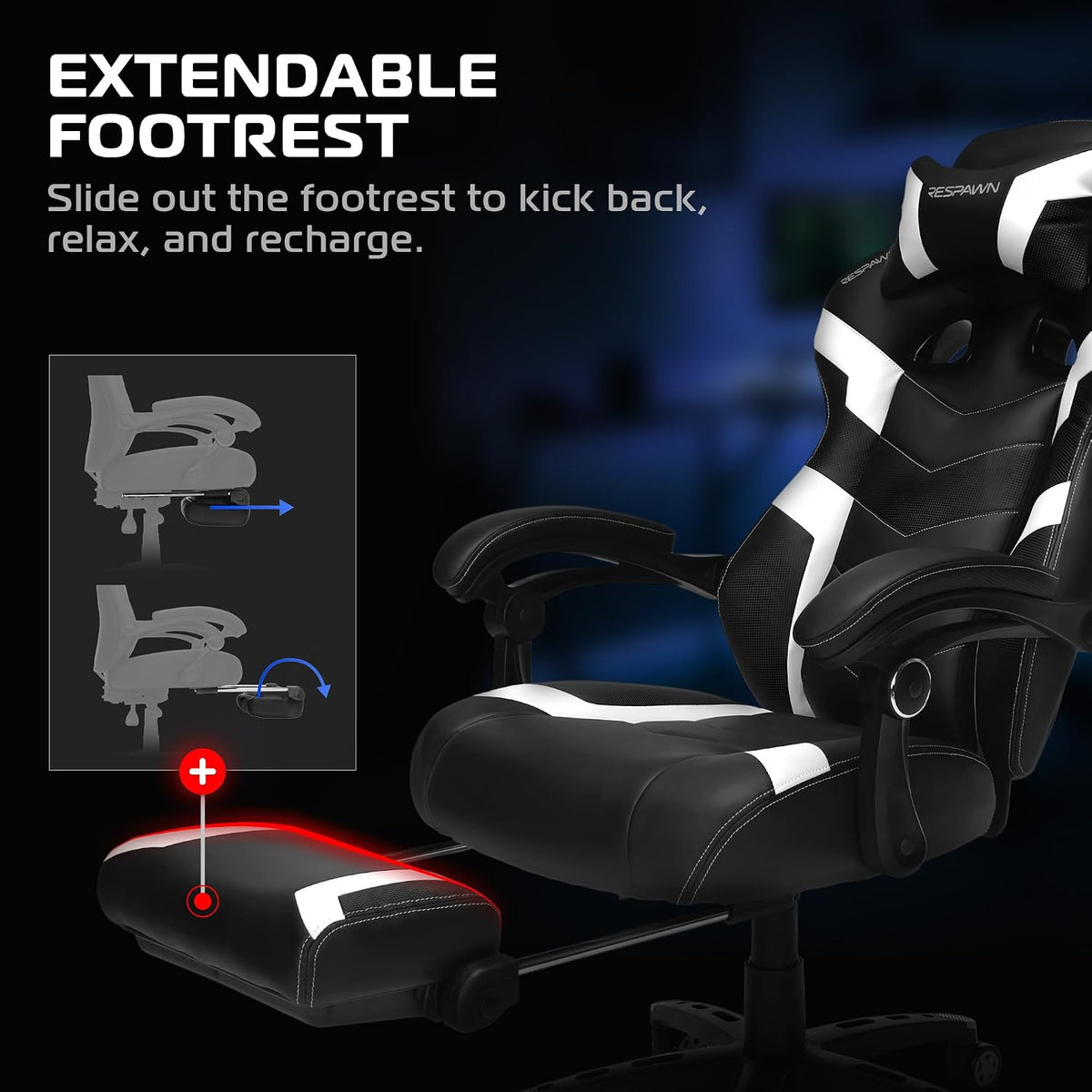 Respawn 110 Pro Ergonomic Gaming Chair with Footrest and Recline