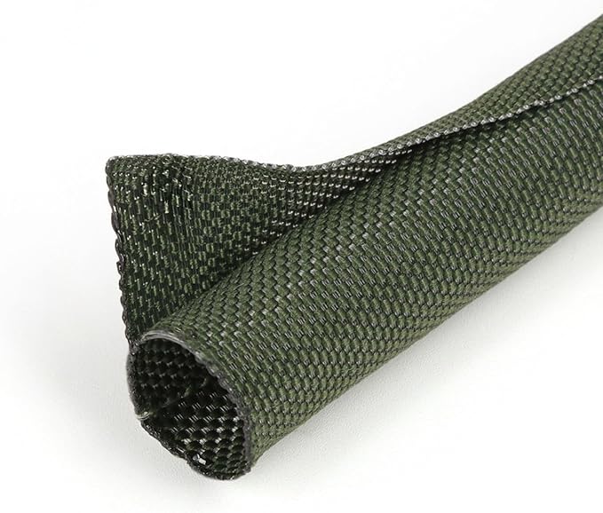 5/8 inch Split Braided Cable Management Sleeve for USB Cable Power Cord Audio Video Cable, Wire Loom Cord Protector from Cat Dog Chewing (Dark Green, 10FT)