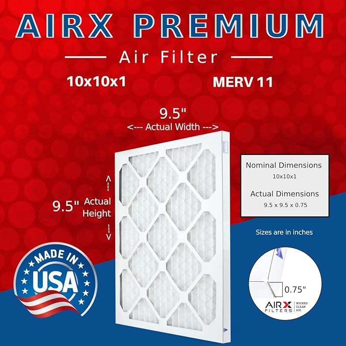 AIRX FILTERS WICKED CLEAN AIR. 10x10x1 Air Filter MERV 11 Electrostatic Pleated