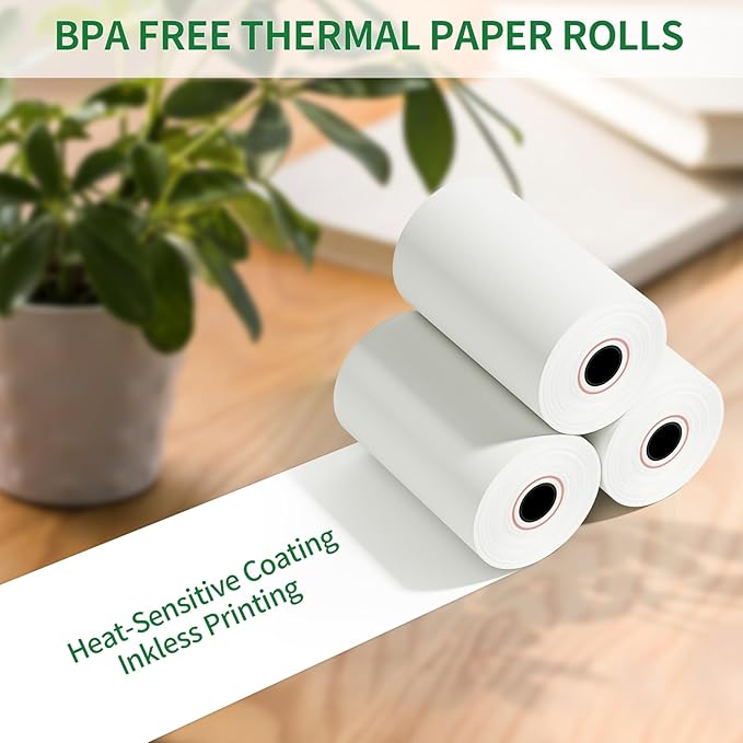(5 Rolls) 2 1/4" x 50' Thermal Receipt Paper Rolls, Cash Register POS Thermal Paper, Credit Card Roll Thermal 2 1/4 in x 50 ft.