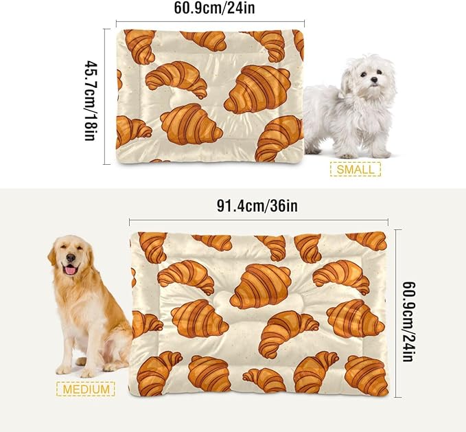Crunchy Croissants Pet Bed Cute Dog Bed Mat Absorbing Non Slip Pad Pet Sleeping Mat for Small, Medium, and Large Dogs Puppy Cat 24 in x 18 in