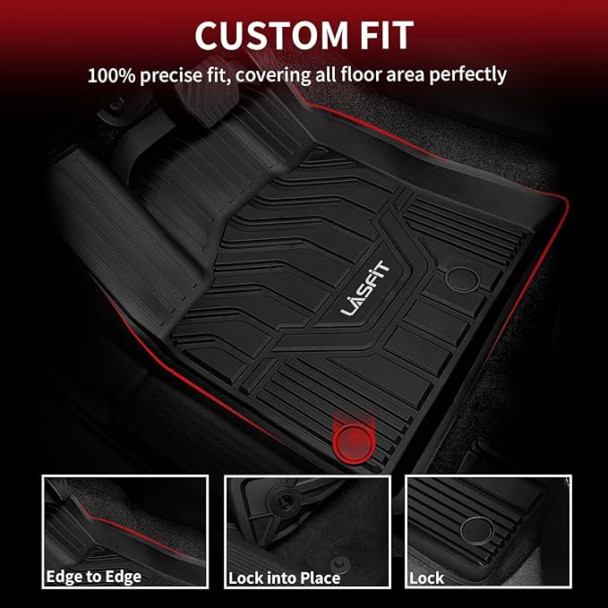 LASFIT Floor Mats for Nissan Rogue 2021-2026 (Not Fit Rogue Sport), Custom Fit All Weather Protection Durable TPE Floor Liners for Nissan Rogue S/SV/SL/Platinum 2021-2026 1st & 2nd Row Car Mats, Black