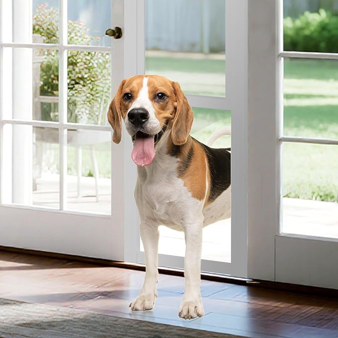 Docred Dog Door for Sliding Glass Door, 80 11/16" to 86 5/8" Adjustable Height Doggy Door for Sliding Doors, Pet Door Insert with Lock for Medium-Sized Dogs
