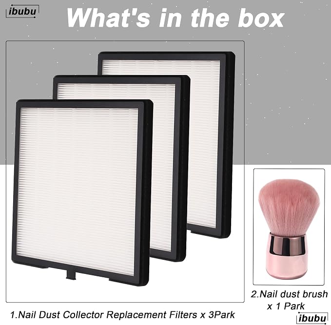 Nail Dust Collector Replacement Filters, 3 Pack Nail Tech Dust Collector Filter