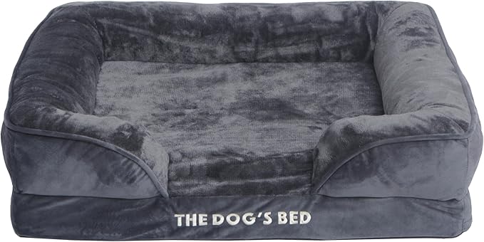 The Dog’s Bed Replacement Outer Cover & Bolster for Standard Foam Beds, Flannel Fabric, Grey, Medium