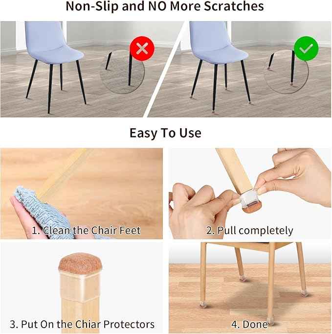 Ezprotekt 24 Pcs Small Clear Square Chair Leg Floor Protectors