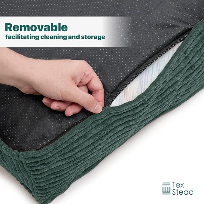 Corduroy Large Dog Bed for Big Dogs, Soft Washable Pet Bed with Removable Cover, Orthopedic Foam Support, Non-Slip Bottom for Large Breed Dogs 39"x28"
