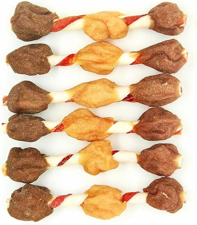 Hubert Pet Triple Flavored Rawhide Kabobs, Chicken, Duck & Pork Hide Dog Chews, All Natural Treats for All Dog Sizes, 1 lb Resealable Bag