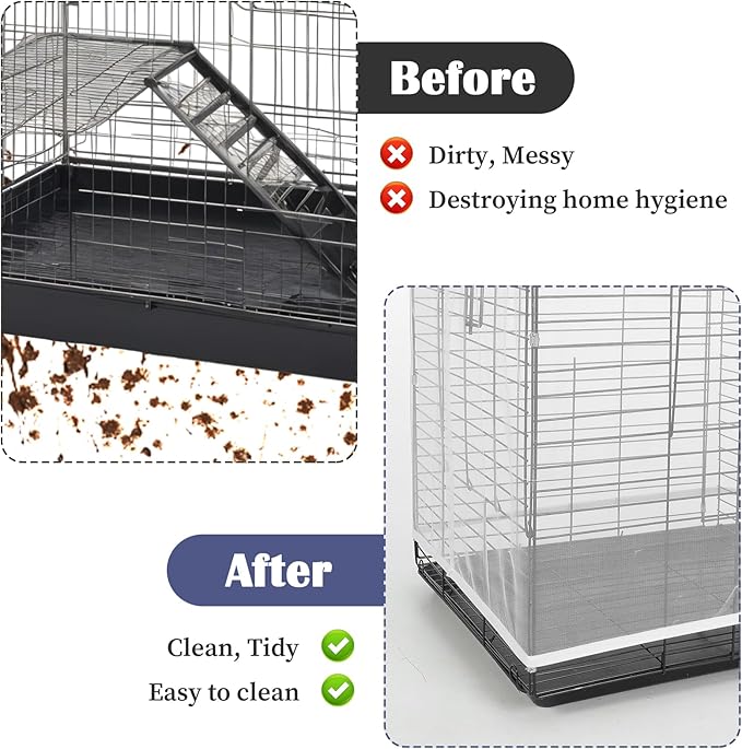 2Pcs Bird Cage Seed Catcher, Soft Airy Bird Cage Net Guard Net Cover Stretchy Universal Birdcage Accessories Suitable Round Square Cages (Circumference 55 Inch to 70 Inch Black White)