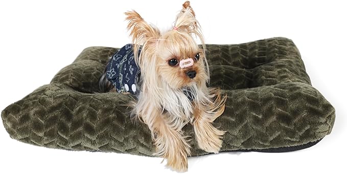 Dog Bed for Small Dogs Washable Dog Crate Bed for Dog Cages 22 inch Small Dog Bed Anti-Slip Waterproof Warming Cozy Soft Pet Puppy, Dog Pillows for Small Dogs Olive Green