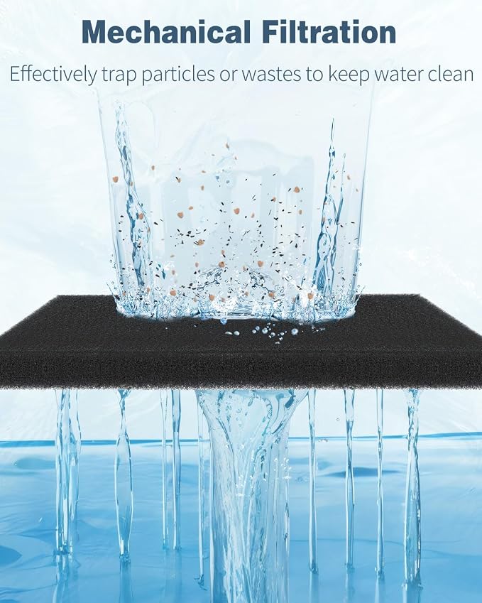 Pawfly Aquarium Bio Sponge Filter Media Pad, 6.3" x 5.5" x 0.78"Filter Foam