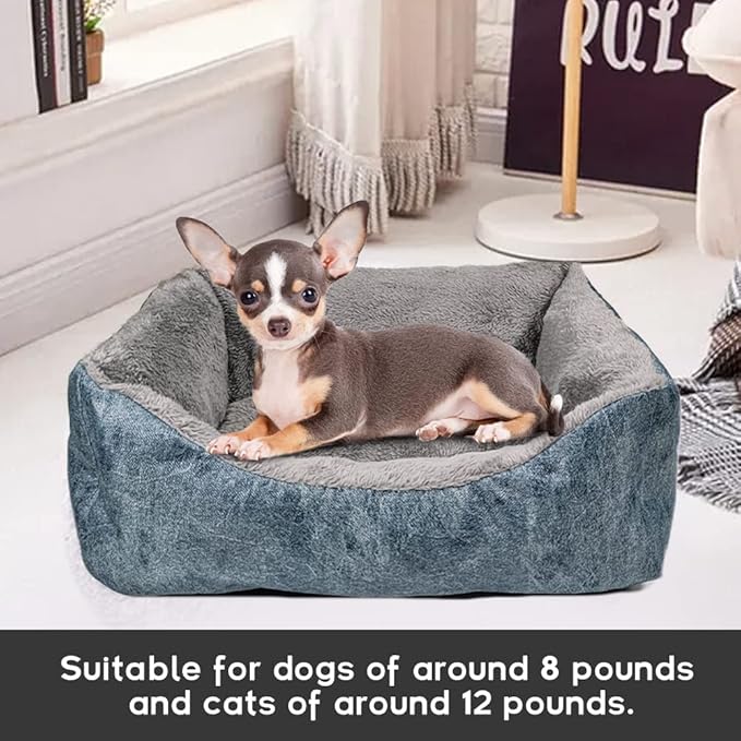 Dog Beds for Medium Dogs,Dog Beds & Furniture,Fluffy Fleece,Support Round,PP Padding Cotton,Washable,Anti-Slip Bottom,Starry Blue&Dark Grey,up to12 lbs