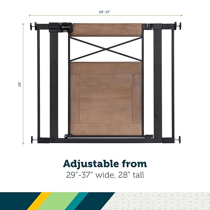 Safety 1st Adjustable Baby Gate for Doorways, Modern Farmhouse Style Gates for Pets, Toddlers, Babies, Children, Wood